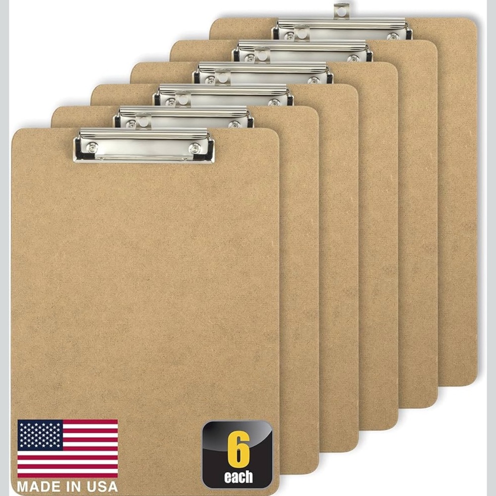 🇺🇸 Officemate Hardboard Clipboards (6-Pack) 🗒️✨
